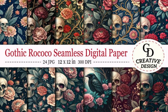Download Gothic Rococo Seamless Digital Paper - Premium Bundle