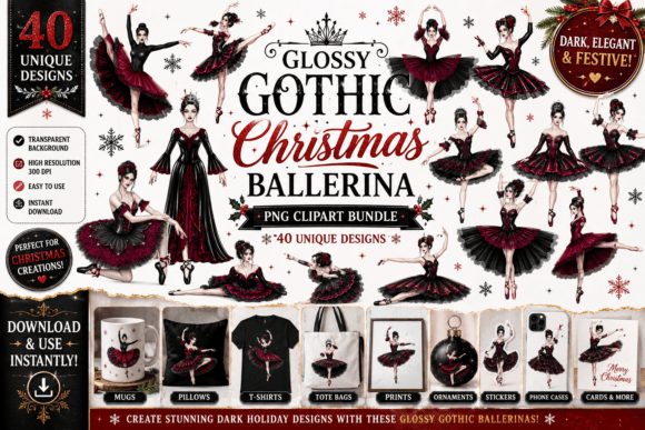 Download Glossy Gothic Christmas Ballerina - Gothic Collection